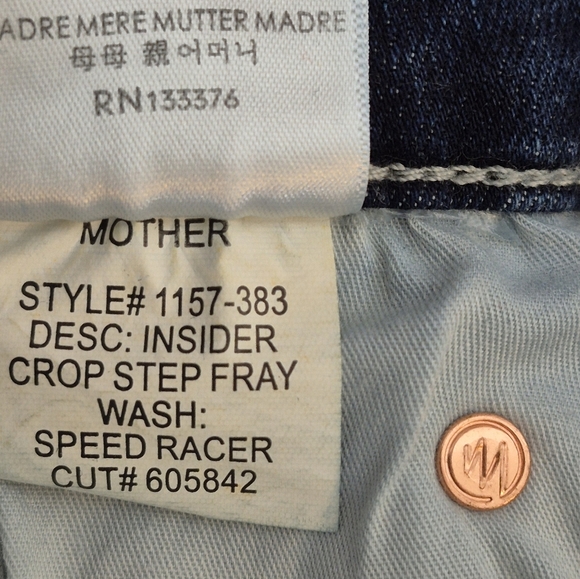 Mother The Insider Crop Step Fray High-Rise Baby Boot Blue Jeans - Size 26 - Picture 14 of 16